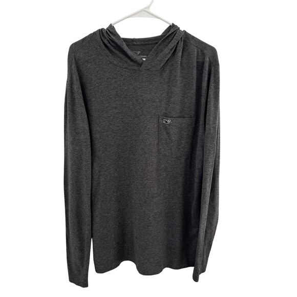 Vineyard Vines Edgartown T-Shirt Hoodie Mens Small Gray Striped Lightweight - Picture 1 of 7